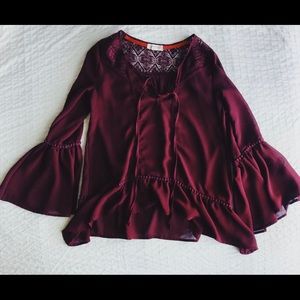 Boho Plum Blouse with Strings